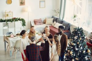 High angle View at Christmas Party